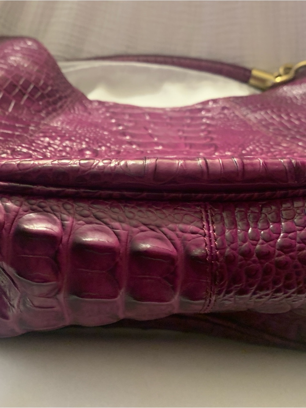 Brahmin Purple Croc-Embossed Leather Kathleen Hobo Shoulder Bag - Picture 9 of 10